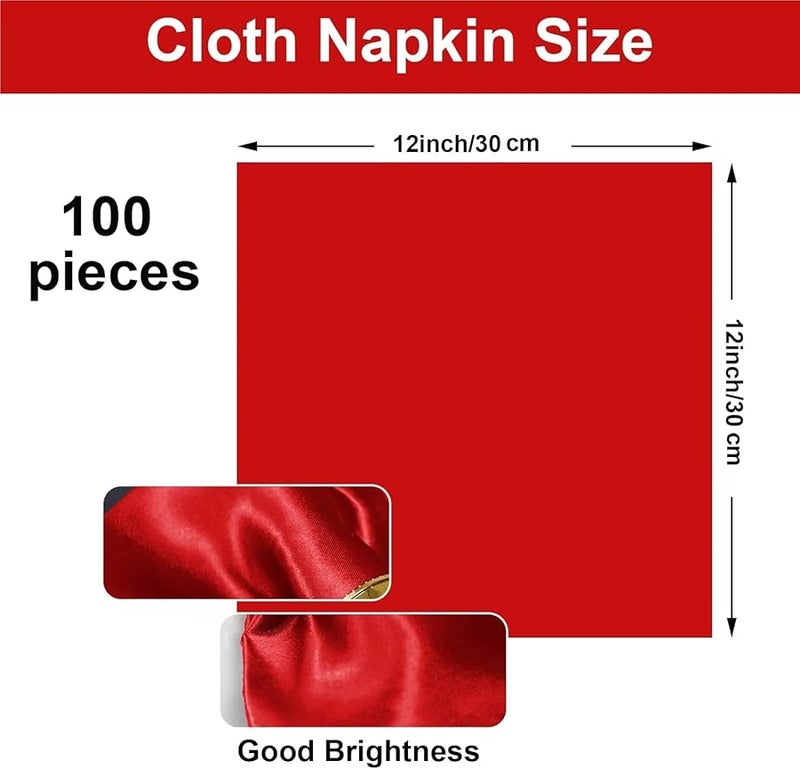 مناديل العشاء الساتان الوردي الذهبي 30x30 سم مجموعة من 100 لتزيين عيد الميلاد والزفاف وعيد الشكر - Image 3